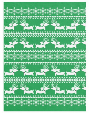 Fair Isle Dachshund Fleece Blanket (Red, Navy, Pink or Green), The Smoothe Store