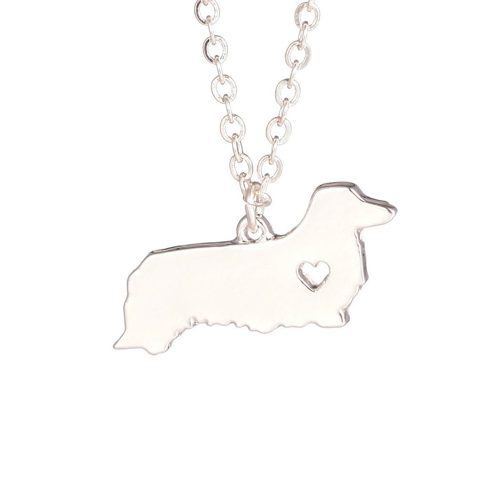 Long Hair Dachshund Love Heart Necklace, The Smoothe Store