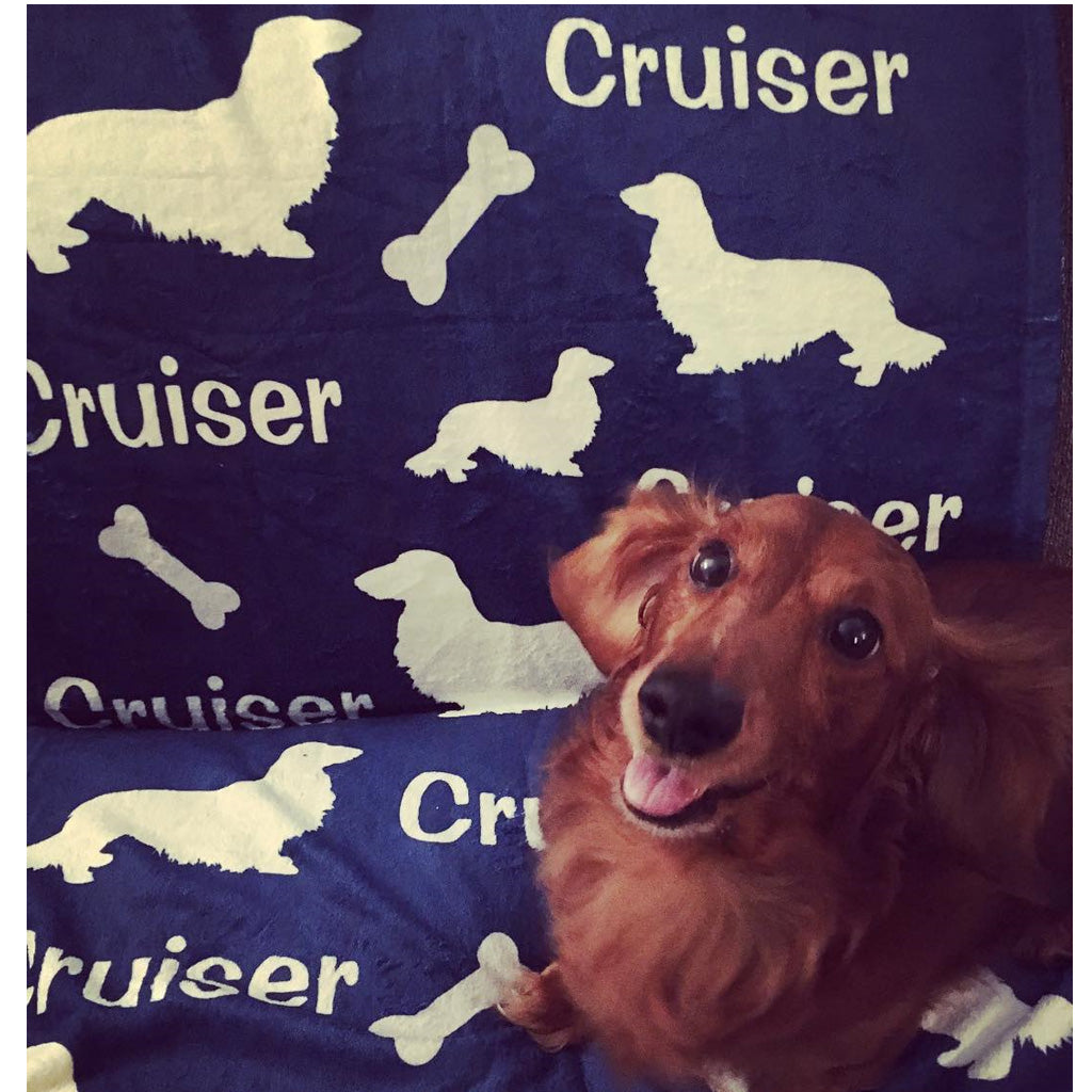 Long Hair Dachshund Personalized Fleece Blanket, The Smoothe Store
