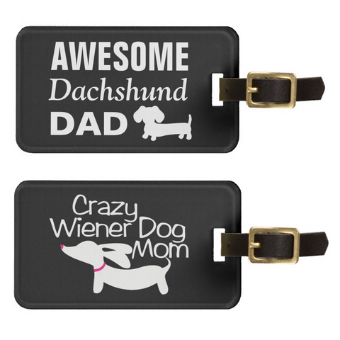 Dachshund Mom Luggage Tags | Wiener Dog Dad Bag Tags
