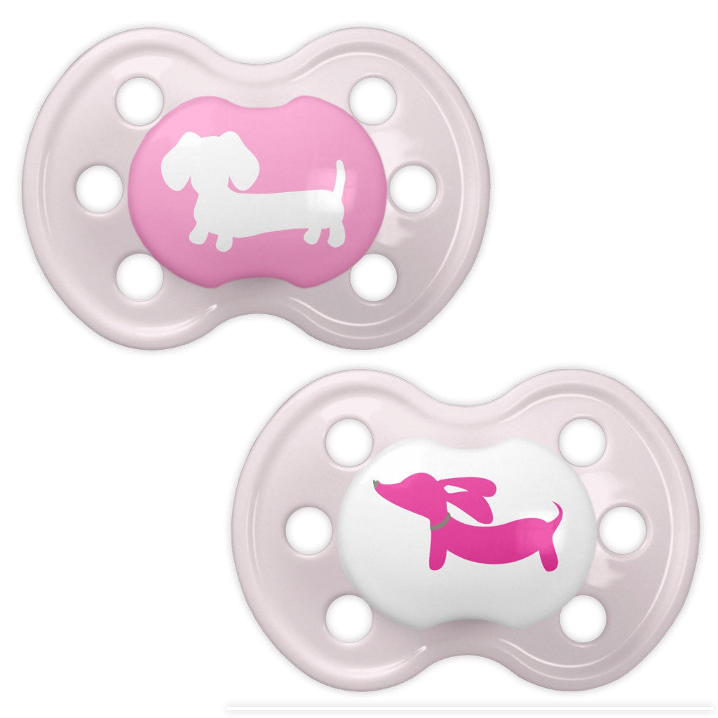 Pink Wiener Dog Pacifiers for Baby, The Smoothe Store