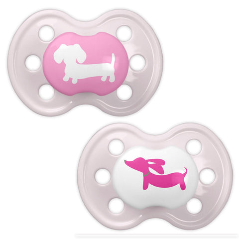 Pink Wiener Dog Pacifiers for Baby