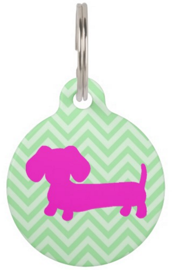 Purple or Pink Dachshund on Green Chevrons, The Smoothe Store