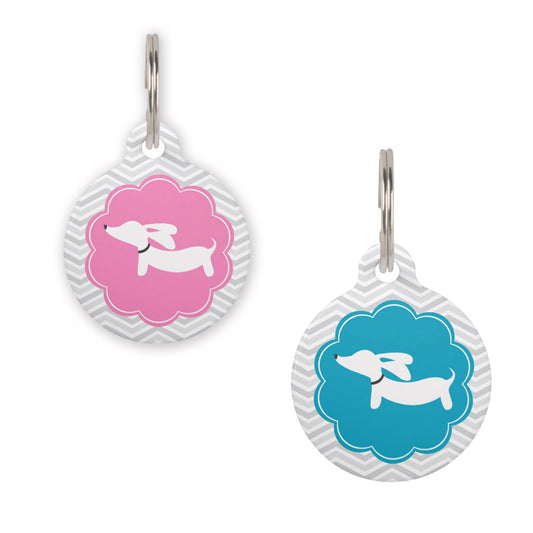 Dachshund on Scalloped Circle Dog ID Tags, The Smoothe Store