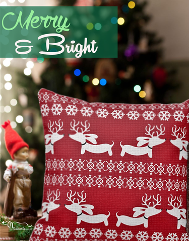 Fair Isle Dachshund Holiday Accent Pillow