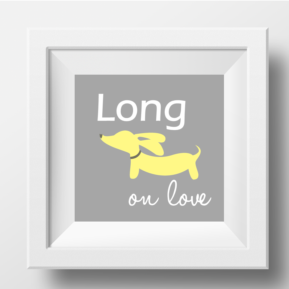 Yellow & Gray Dachshund Long on Love Dachshund Artwork, The Smoothe Store