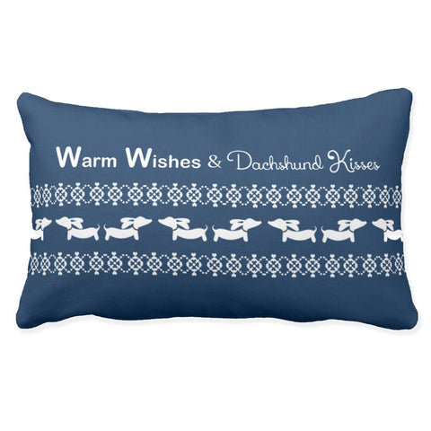 Warm Wishes & Dachshund Kisses Lumbar Pillow