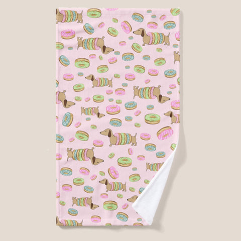 Doxies and Donuts Dish Towel