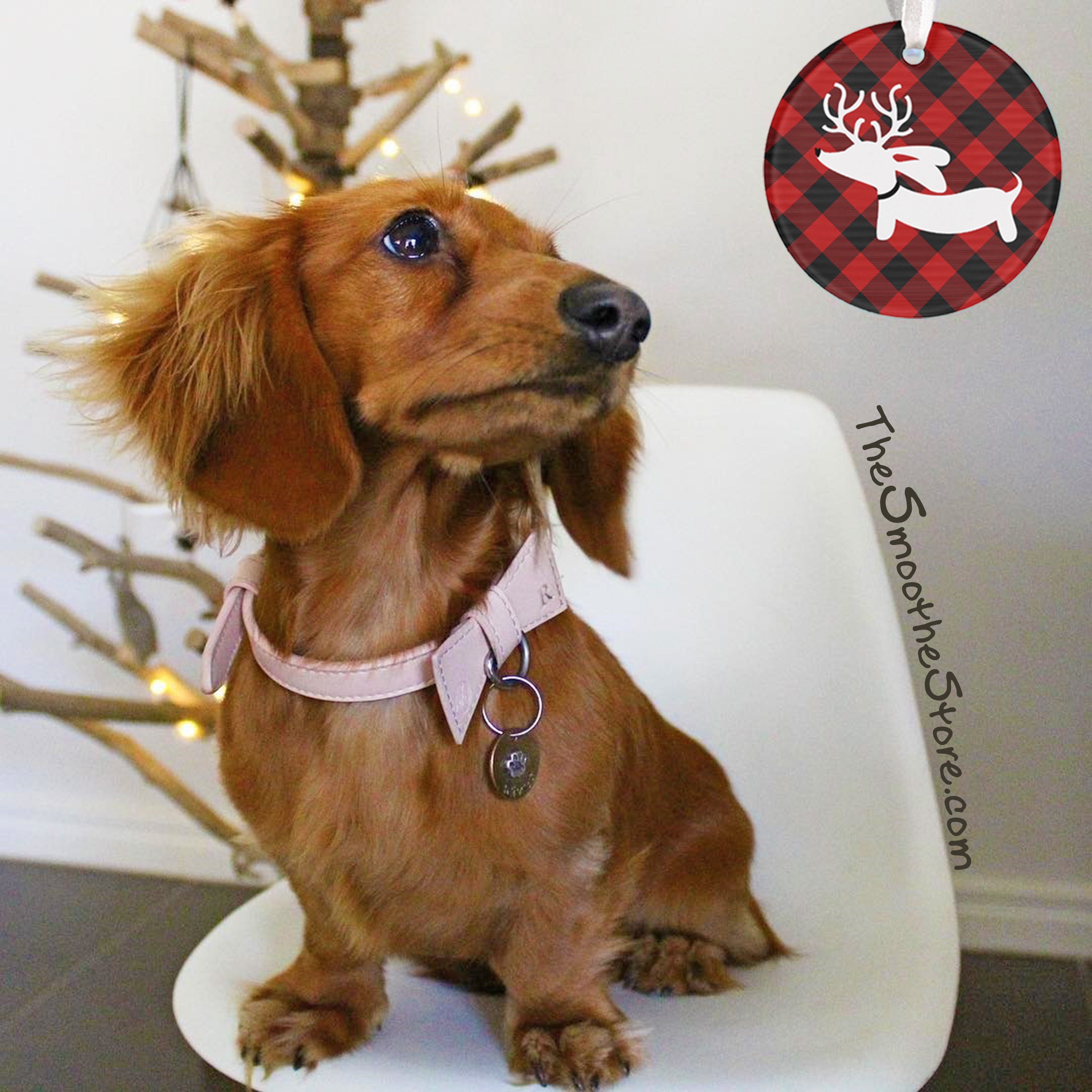 Buffalo Plaid Dachshund Christmas Tree Ornament, The Smoothe Store