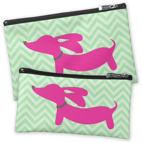 Pink Dachshund on Accessory Bags, The Smoothe Store