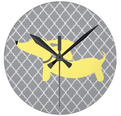 Dachshund Wall Clocks - Yellow & Gray, The Smoothe Store