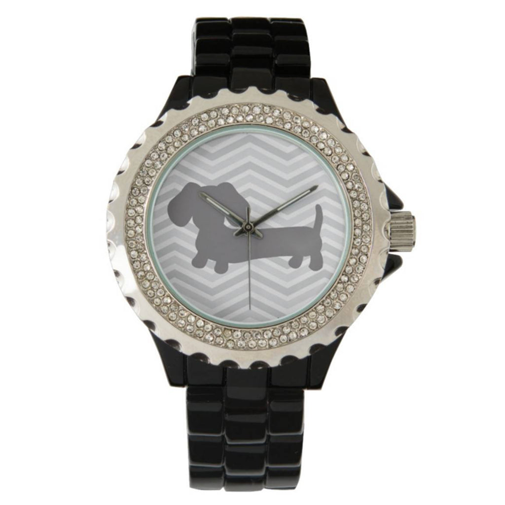 Black Rhinestone Accented Wiener Dog Watch, The Smoothe Store