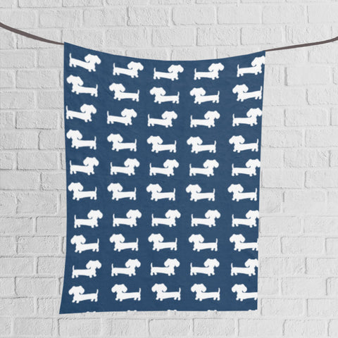 Dachshund Fleece Blanket |  Navy or Beige or Red