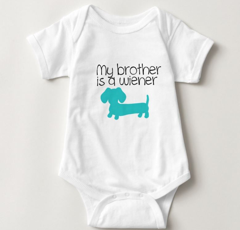My Brother is a Wiener | Dachshund One Piece Baby Bodysuit, The Smoothe Store