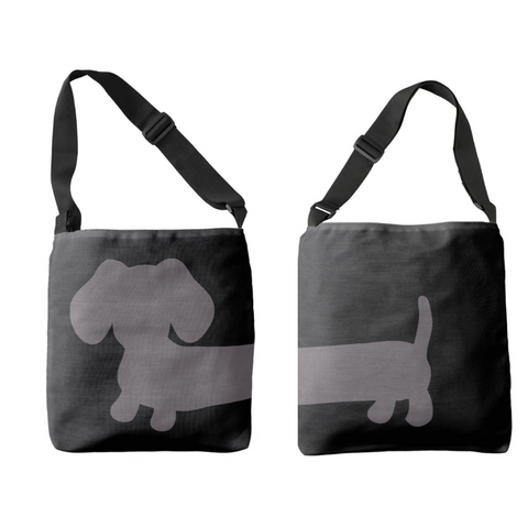 Cross-Body Gray and Black Dachshund Bag, The Smoothe Store