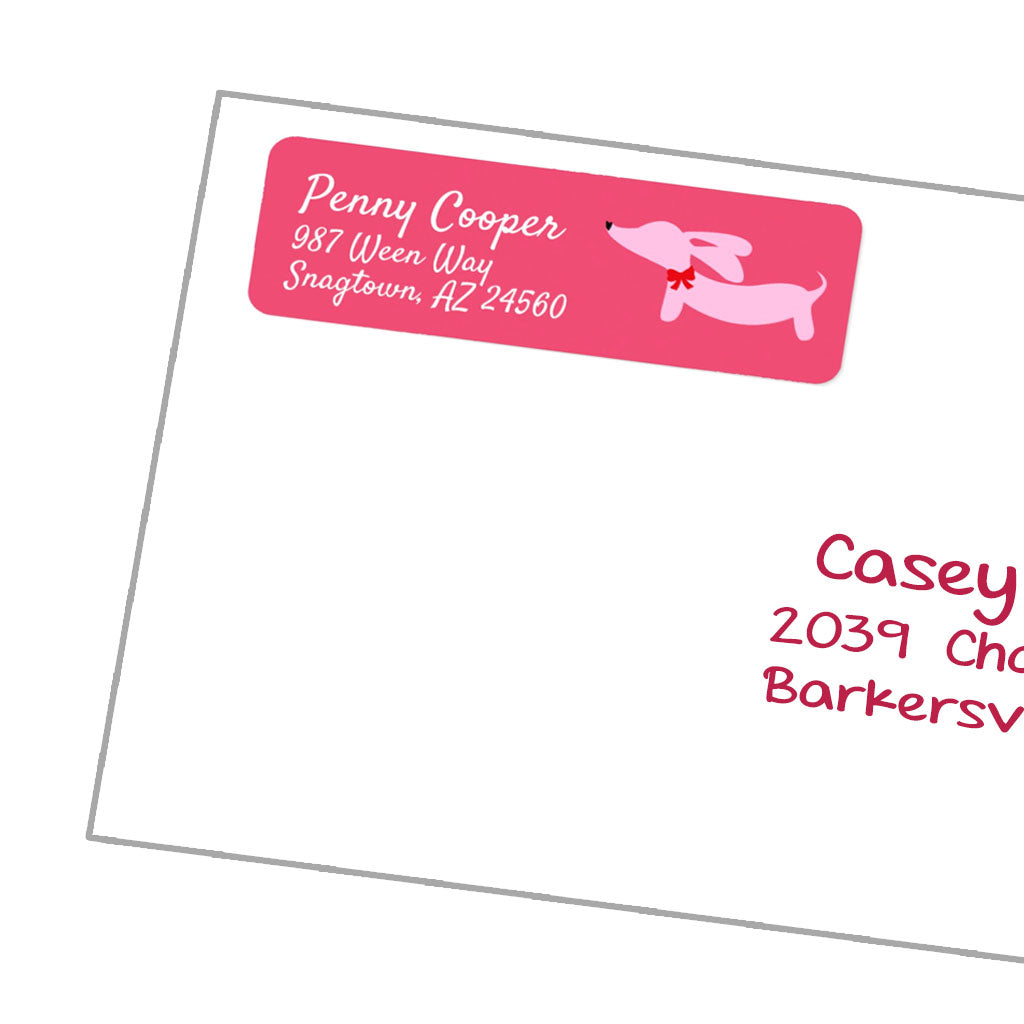 Pink Dachshund Return Address Labels, The Smoothe Store