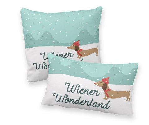 Wiener Wonderland Snow Dachshund Holiday Accent Pillow, The Smoothe Store