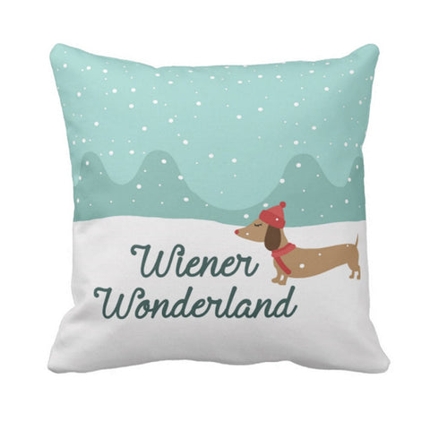 Wiener Wonderland Snow Dachshund Holiday Accent Pillow, The Smoothe Store