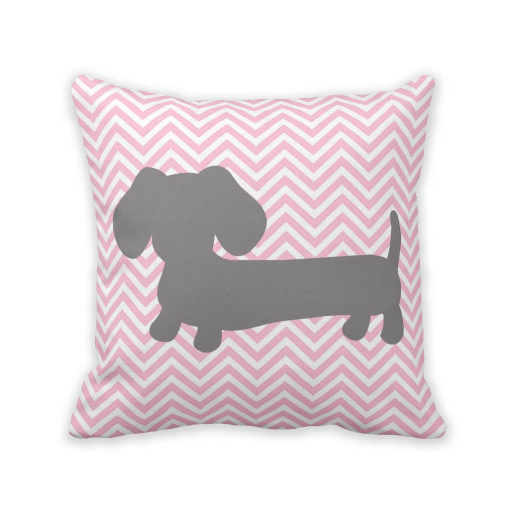 Pink & Gray Chevron Dachshund Pillow, The Smoothe Store