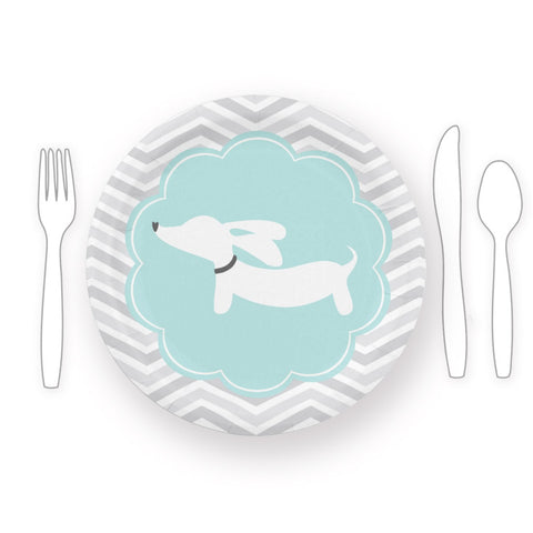 Dachshund Themed Baby Shower Paper Plates Blue or Pink, The Smoothe Store