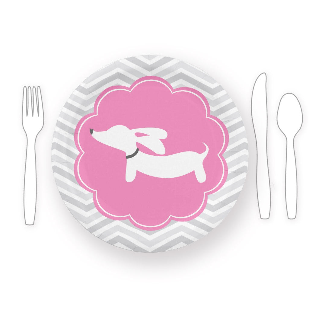 Dachshund Themed Baby Shower Paper Plates Blue or Pink, The Smoothe Store
