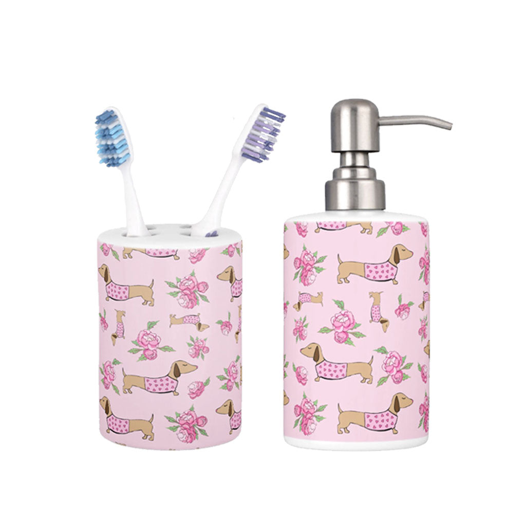 Floral Doxie Bathroom Accessory Set, The Smoothe Store
