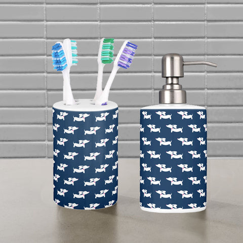 Dachshund Bathroom Toothbrush Holder and Soap Dispenser Set, The Smoothe Store