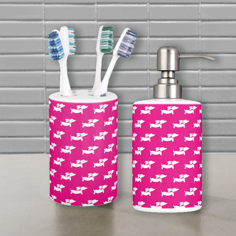 Dachshund Bathroom Toothbrush Holder and Soap Dispenser Set, The Smoothe Store