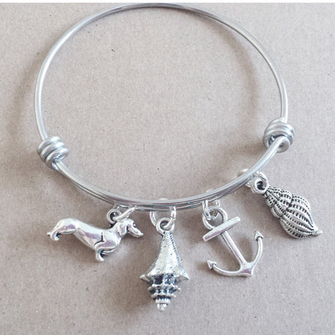 Sandy Paws Dachshund Bangle Charm Bracelet, The Smoothe Store