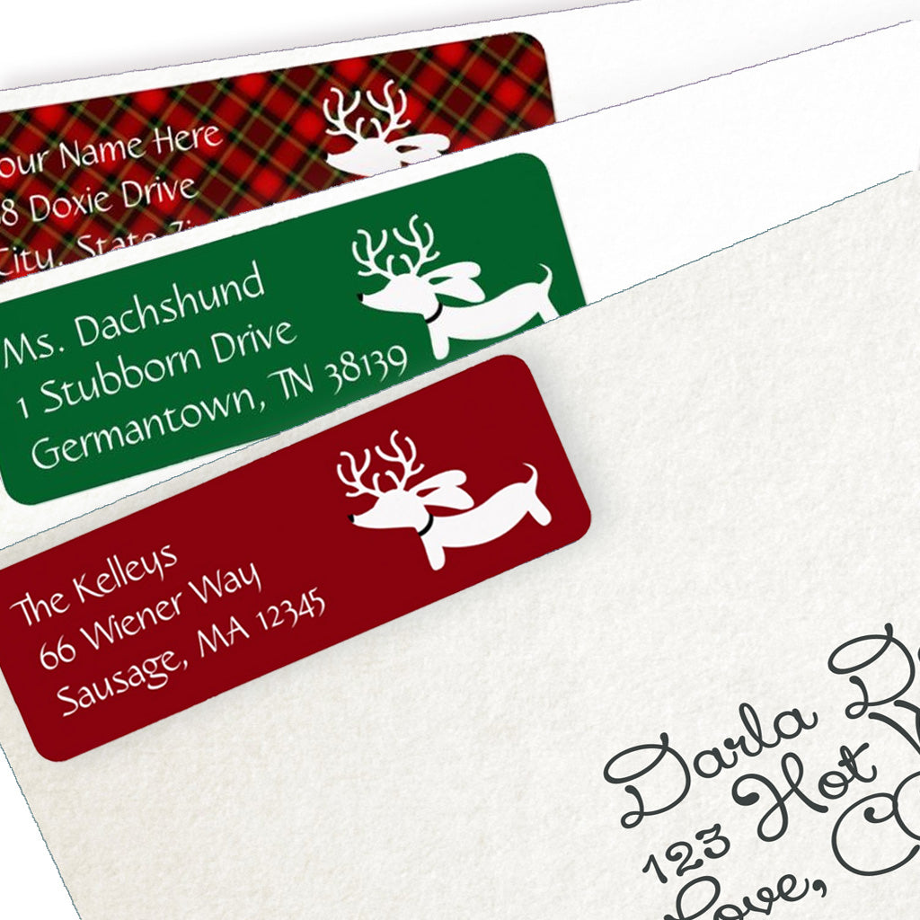 Reindeer Dachshund Christmas Return Address Labels, The Smoothe Store