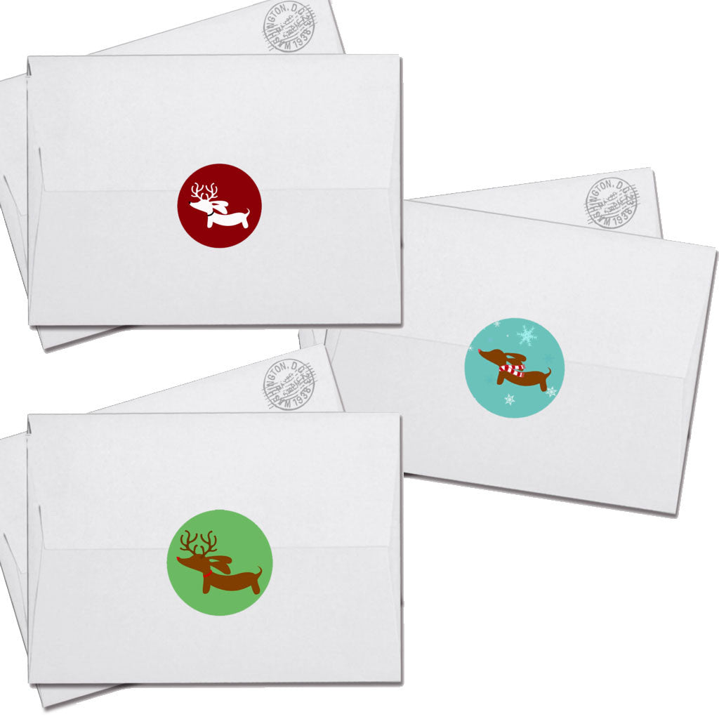 Dachshund Christmas Card Envelope Seals Stickers, The Smoothe Store