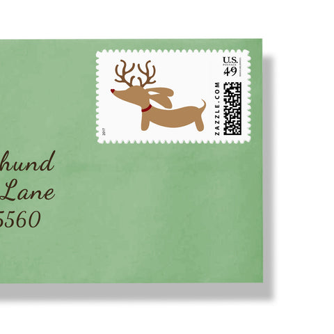Reindeer Dachshund Holiday Postage Stamps, The Smoothe Store