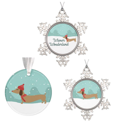 Dachshund Through the Snow Christmas Tree Ornaments, The Smoothe Store