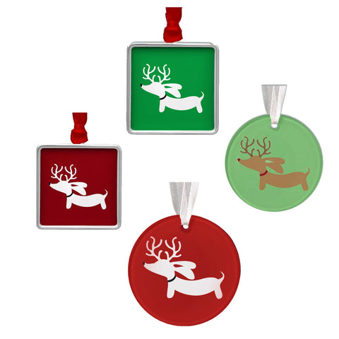 Reindeer Doxie Christmas Tree Ornaments
