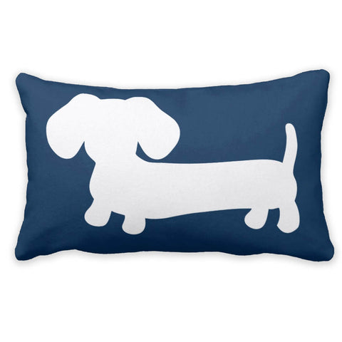 White & Navy Dachshund Pillow, The Smoothe Store