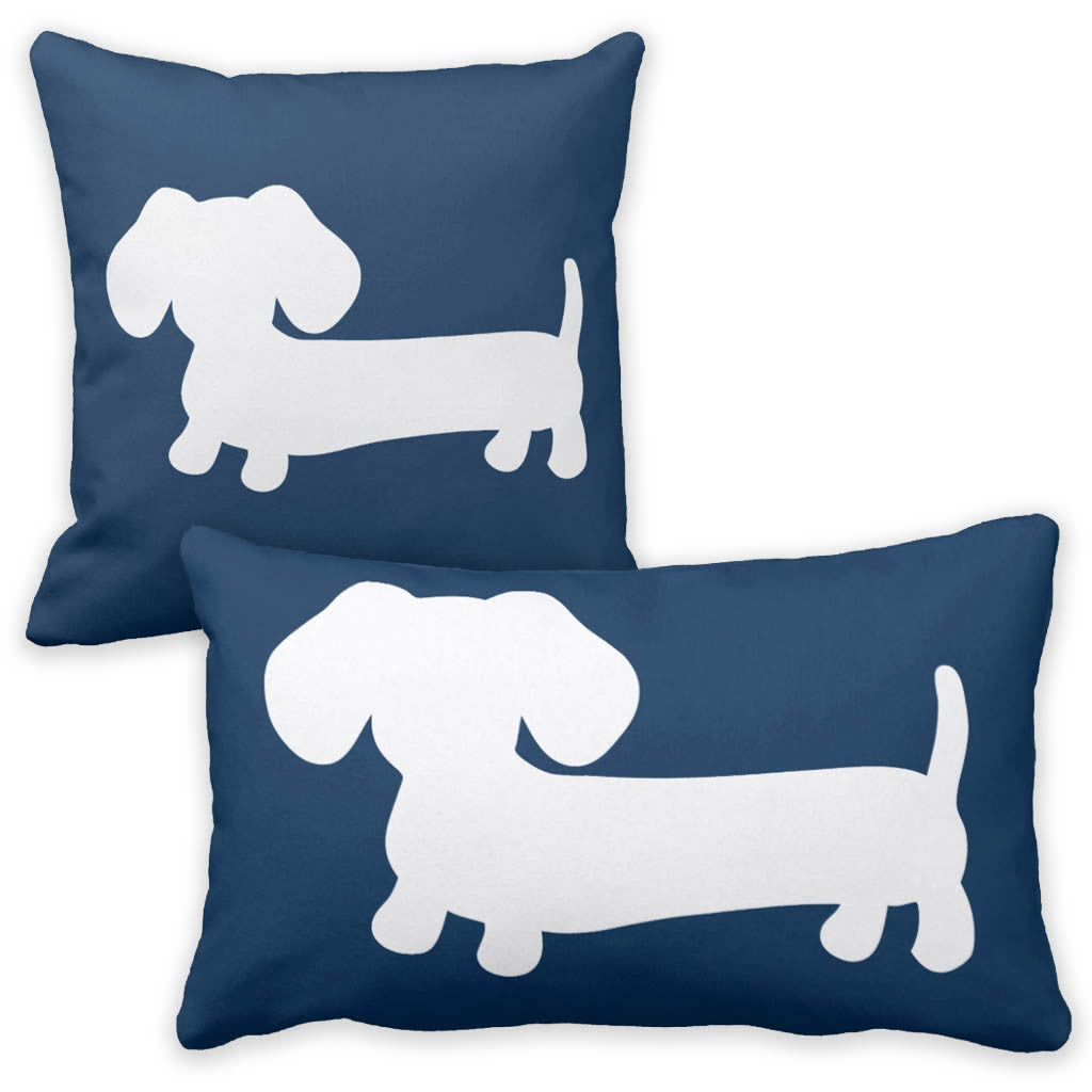 White & Navy Dachshund Pillow, The Smoothe Store