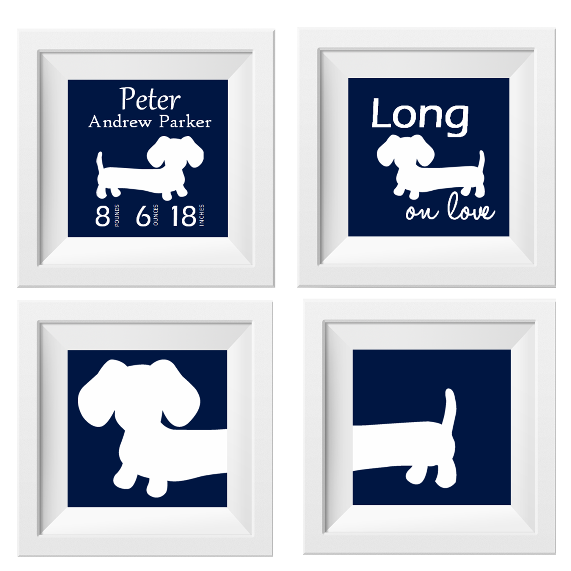 Navy Dachshund Nursery Art Prints, The Smoothe Store