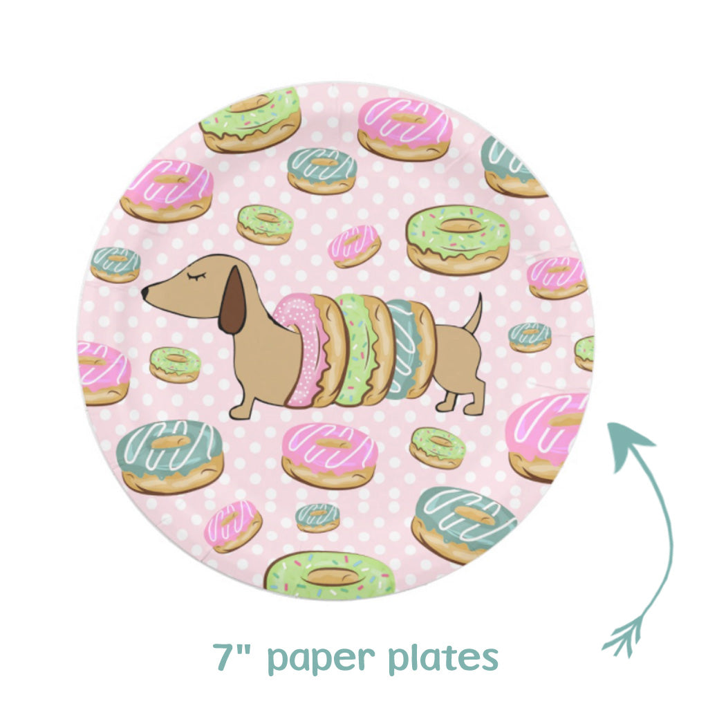 Doxies and Donuts Paper Party Plates, The Smoothe Store