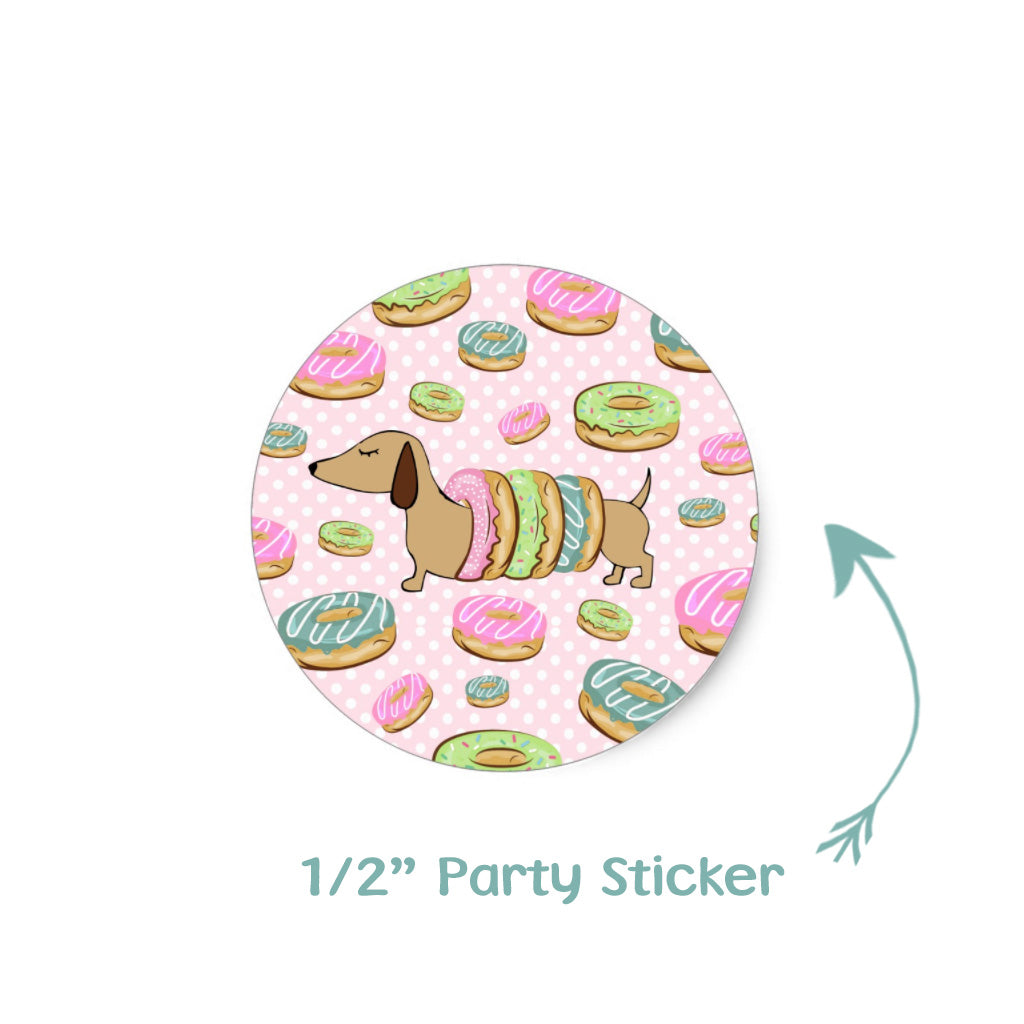 Dachshund & Donuts Party Stickers, The Smoothe Store