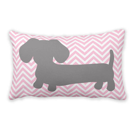 Pink & Gray Chevron Dachshund Pillow, The Smoothe Store