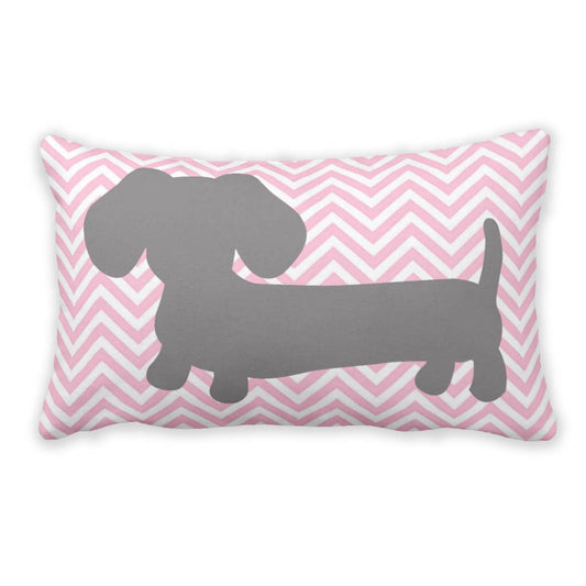 Pink & Gray Chevron Dachshund Pillow, The Smoothe Store