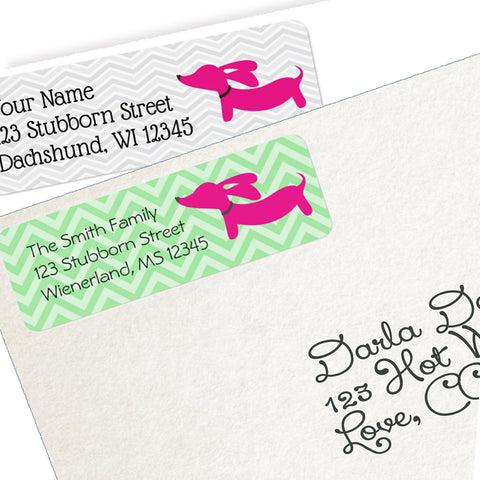 Pink Dachshund Return Address Labels, The Smoothe Store