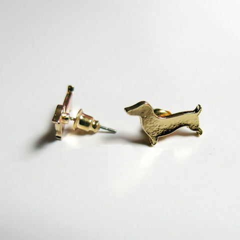 Dachshund Earrings | Gold-Toned Studs