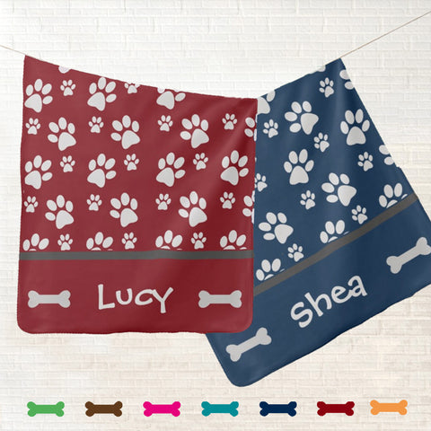 Personalized Dog Blanket - Paw Prints