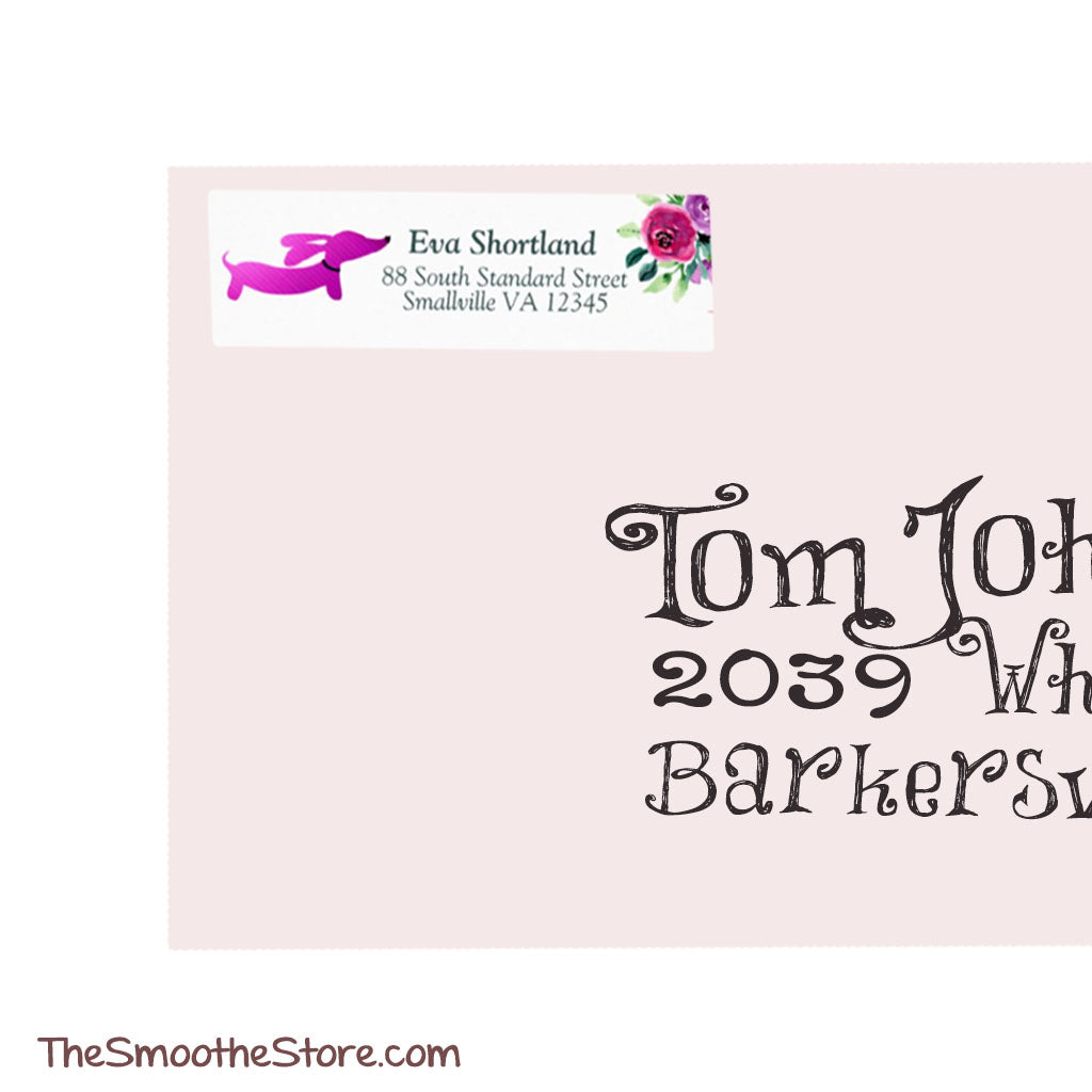 Dachshund Return Address Labels | Florals
