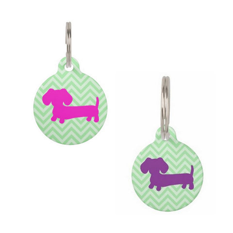 Purple or Pink Dachshund on Green Chevrons, The Smoothe Store