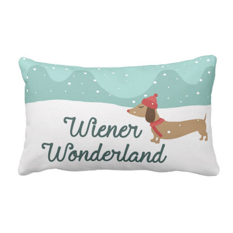 Wiener Wonderland Snow Dachshund Holiday Accent Pillow, The Smoothe Store