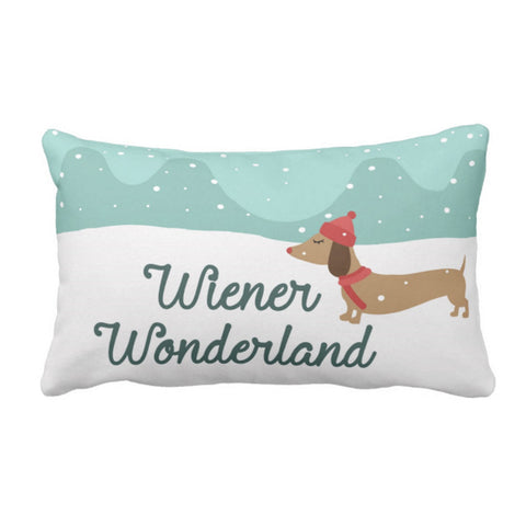 Wiener Wonderland Snow Dachshund Holiday Accent Pillow