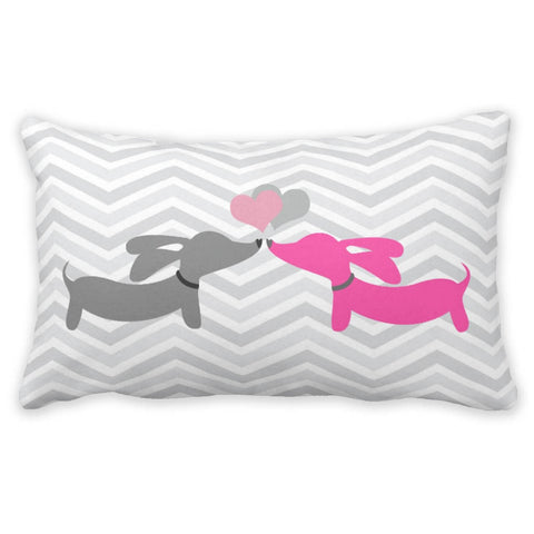 Kissing Dachshunds Pillow - Puppy Love
