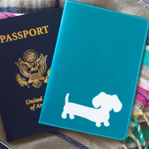 Dachshund Passport Holder in Pink, Teal, Navy or Red, The Smoothe Store